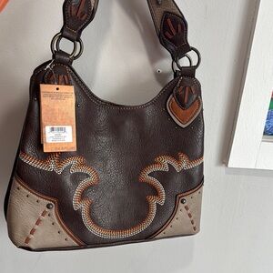 Brown and Tan Leather Bag